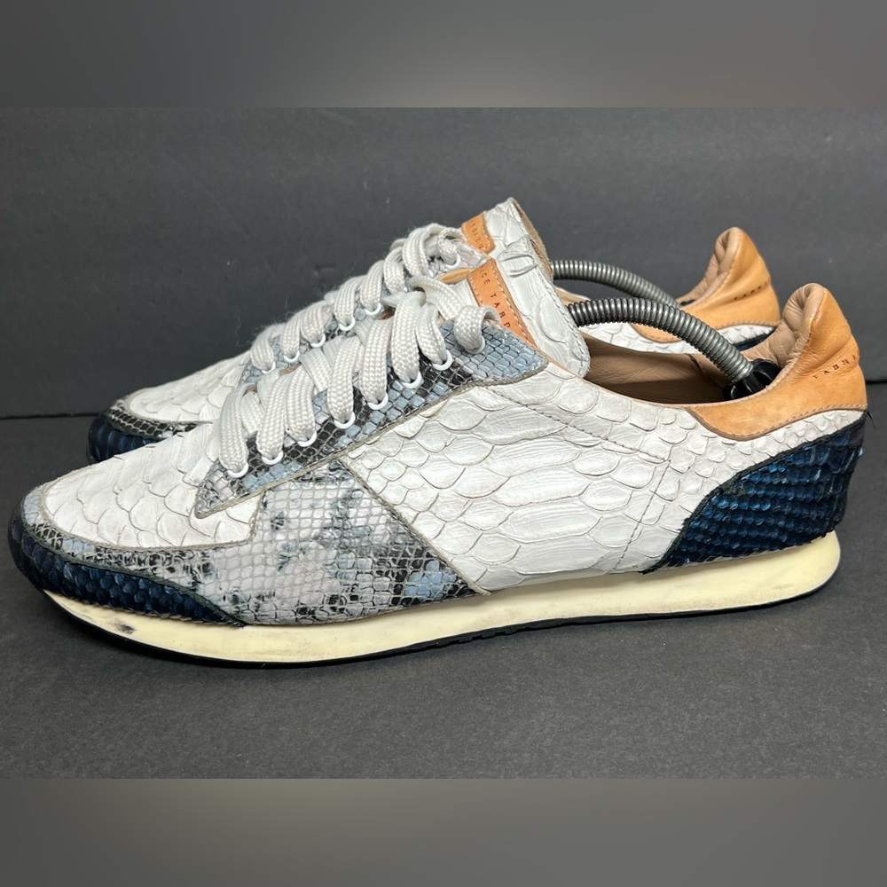 Fabrice Tardieu Tri Runner 01 White & Blue Authentic Baby Python Shoes 44 $498
